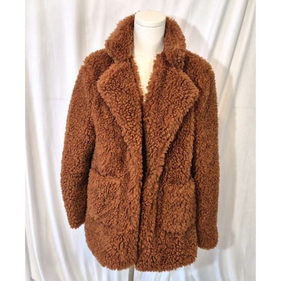 Anthropologie Jackets & Blazers - Anthropologie Luii Brown Womens Fleece Teddy Fuzzy Coat Medium